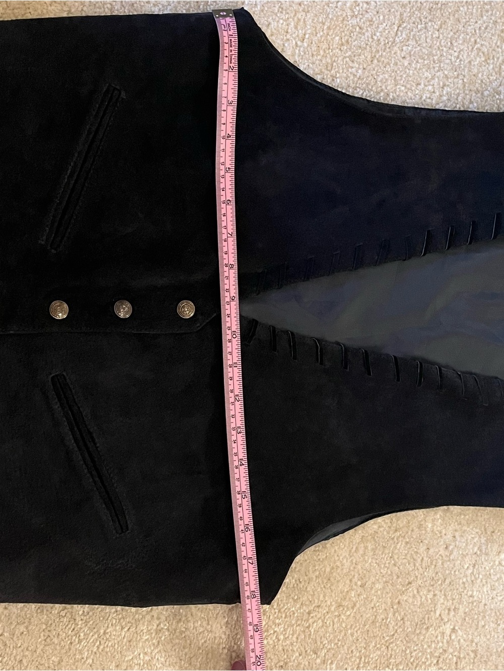 Vintage Leather/Suede Vest Black with Lace up Back -  H.L. Spencer - Picture 9 of 11
